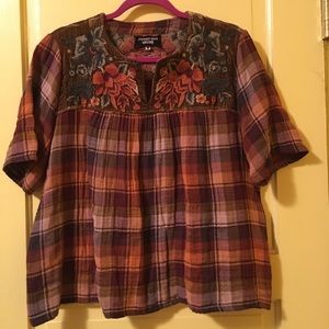 Johnny Was Workshop embroidered cotton blouse